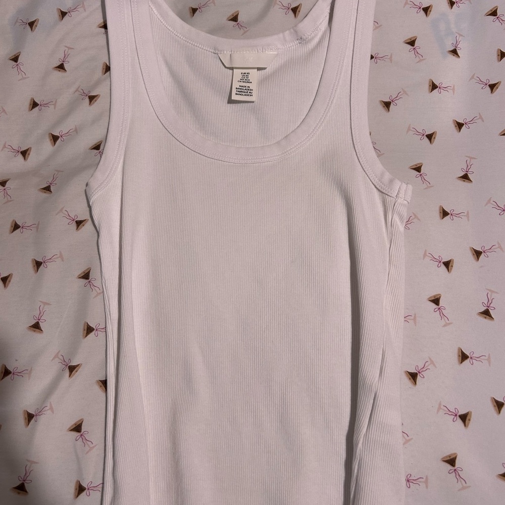 White Ribbed Tank Top